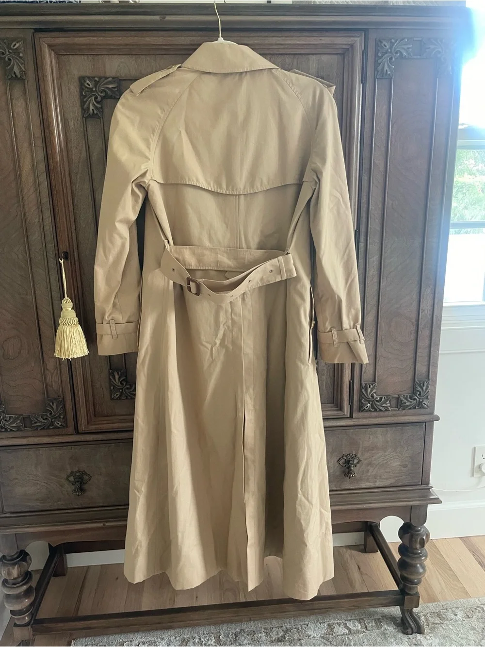 Burberry Classic Woman's Trench Coat/ khaki Tan Long 6 - Picture 2 of 16